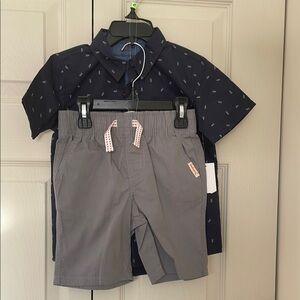 Navy Shirt and Gray Shorts Set